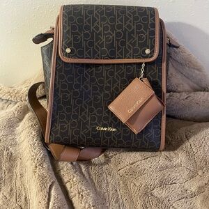 Calvin Klein Black and Brown Monogram Backpack